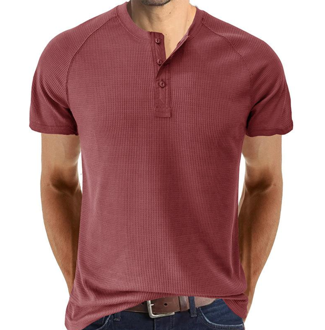 Casual Cotton Henley with Short Sleeves