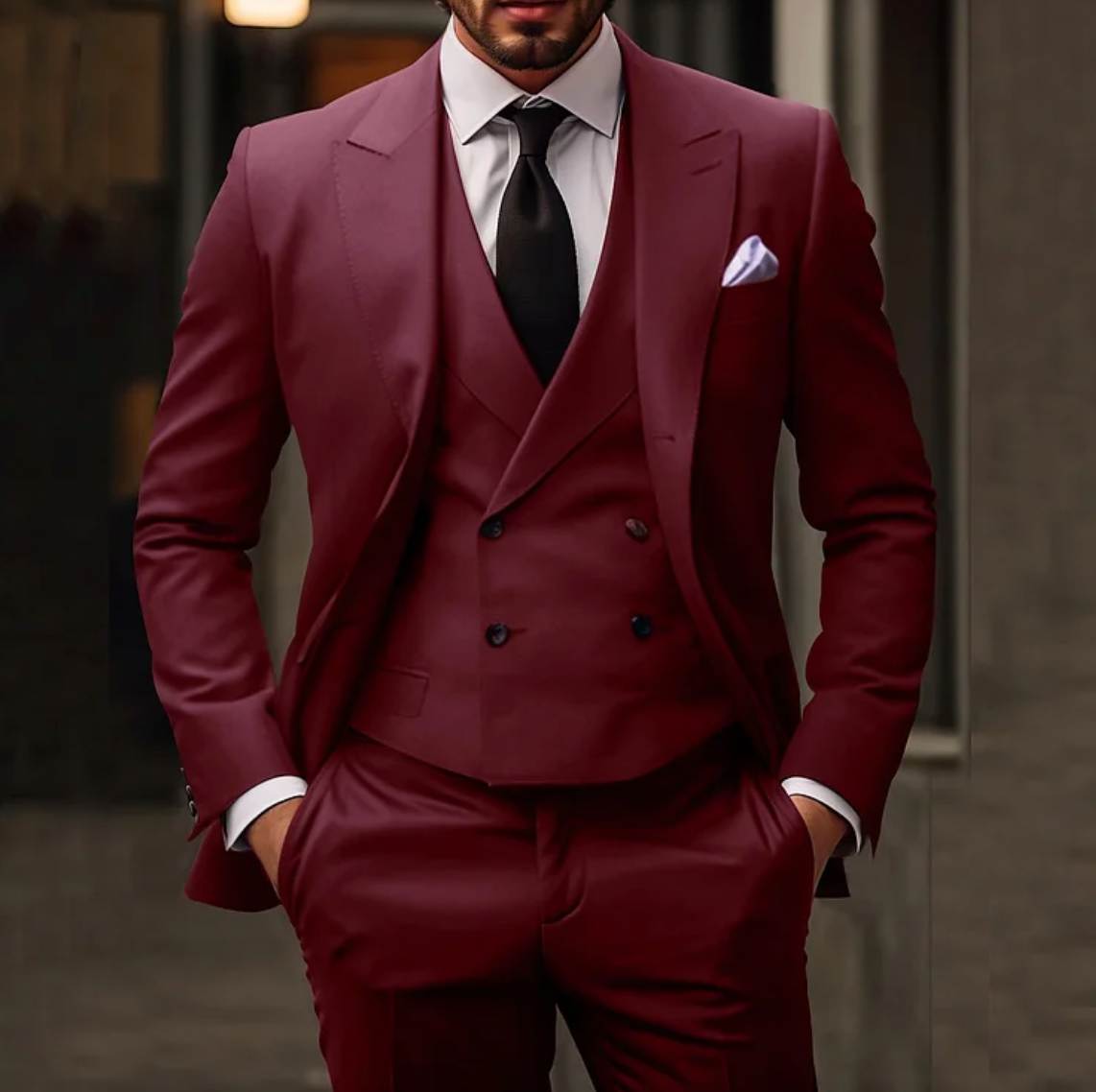 Men's 3-Piece Suit with Jacket, Vest, and Pants
