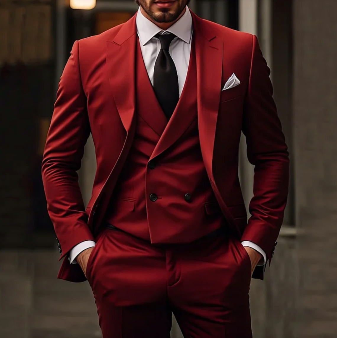 Men's 3-Piece Suit with Jacket, Vest, and Pants