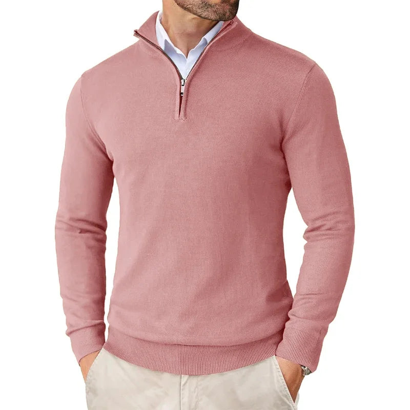 Men's Sweater with Zippered Collar | Soft Cotton Blend