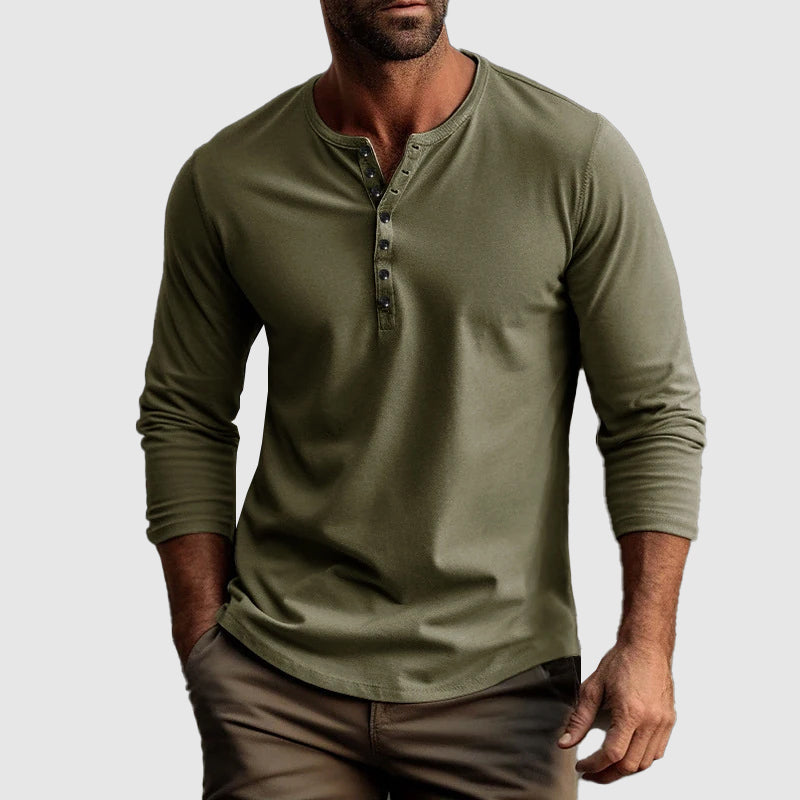 Casual Long Sleeve Henley for Men