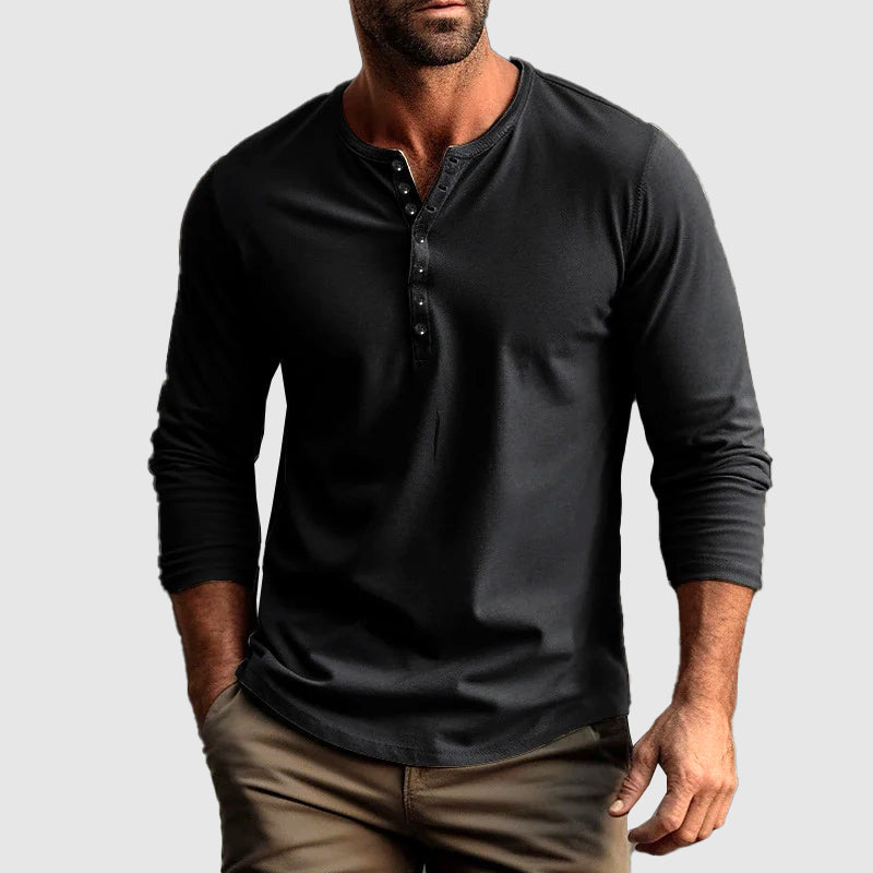 Casual Long Sleeve Henley for Men