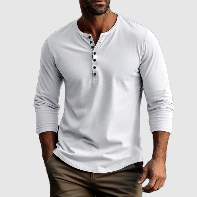 Casual Long Sleeve Henley for Men