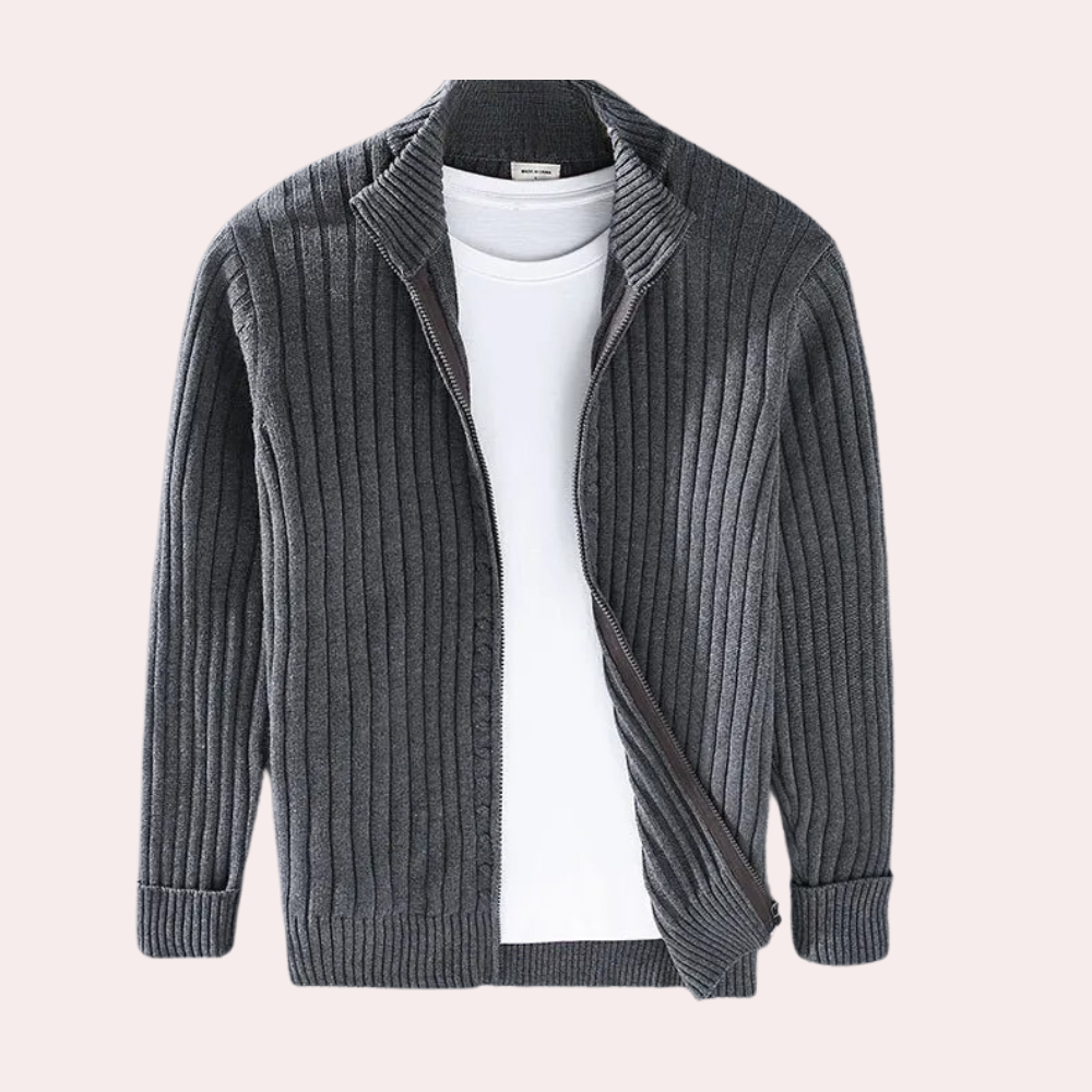Modern Knitted Zipper Cardigan for Men