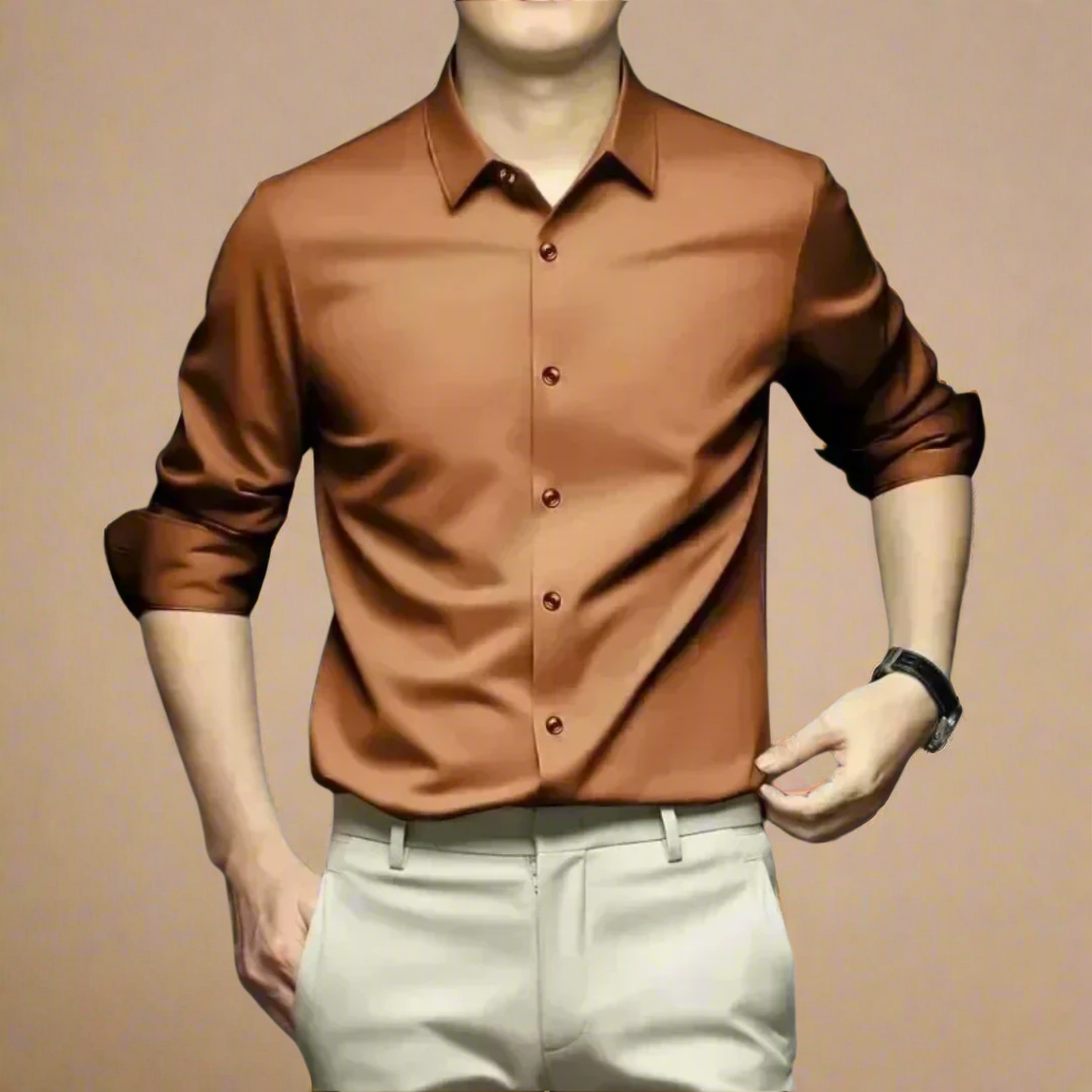 Luxury Silk Business Casual Shirt for Men
