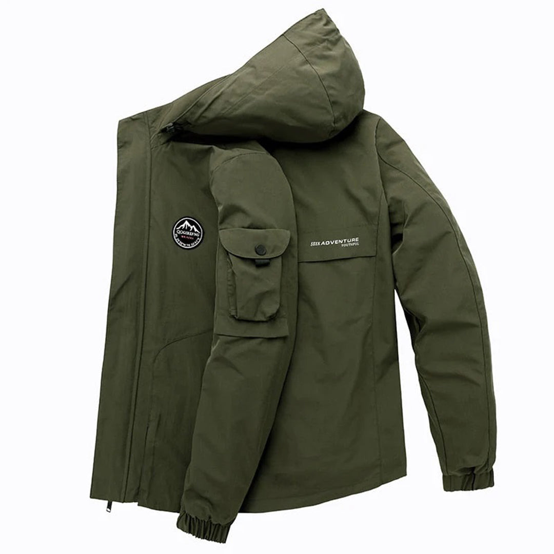 Men's Waterproof Rain Jacket with Hood | Lightweight Bomber Style