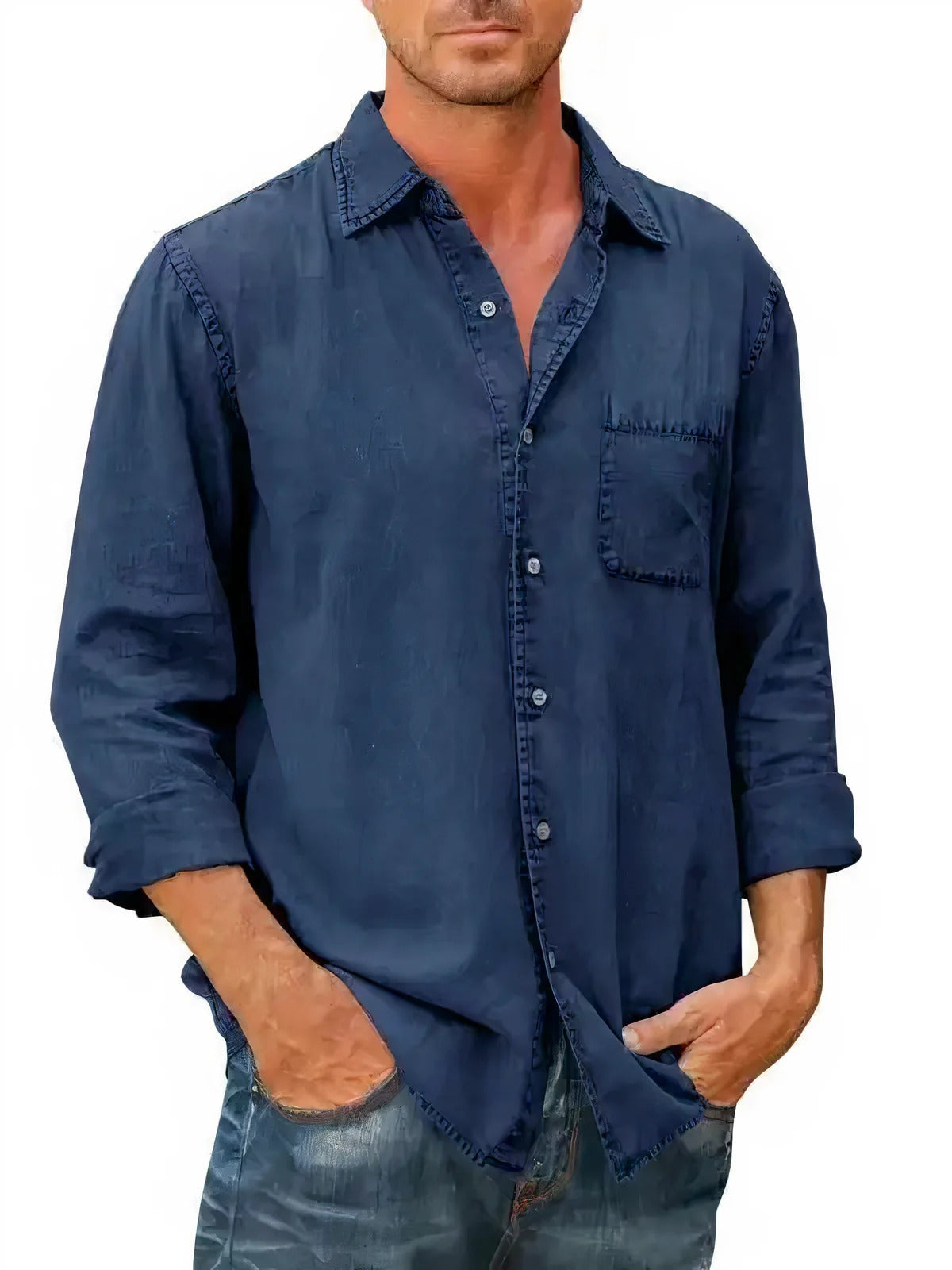 Denim Shirt with Practical Chest Pocket