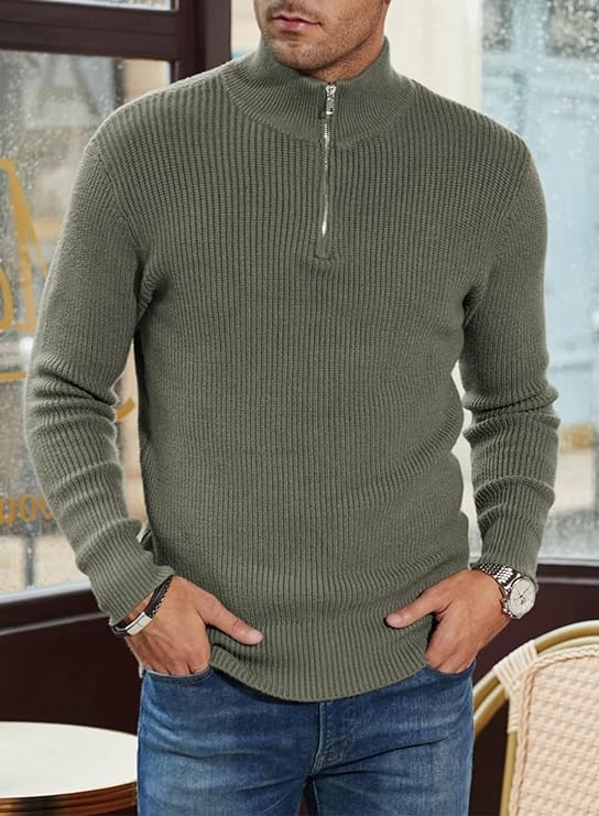 Leo | Men's Italian Style Quarter-Zip Sweater