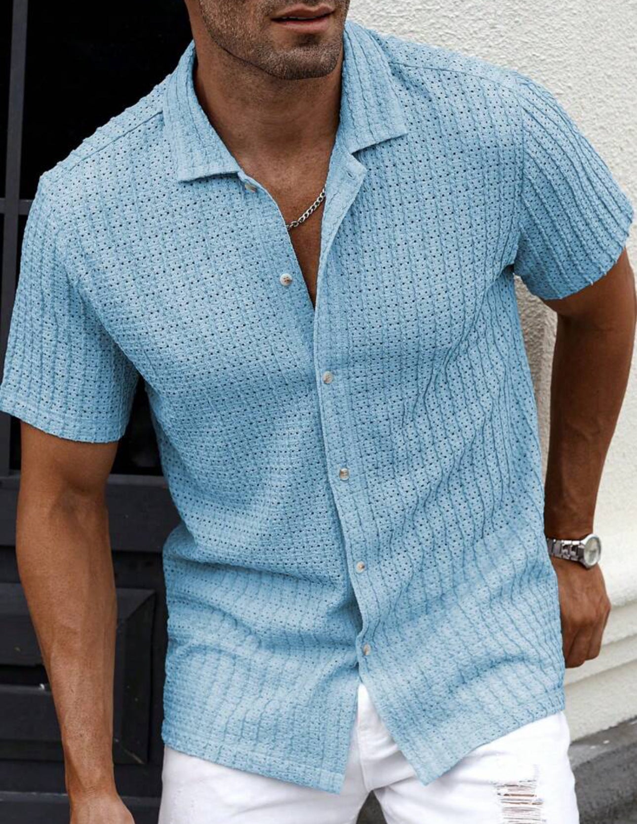 Linen Shirt with Short Sleeves Design