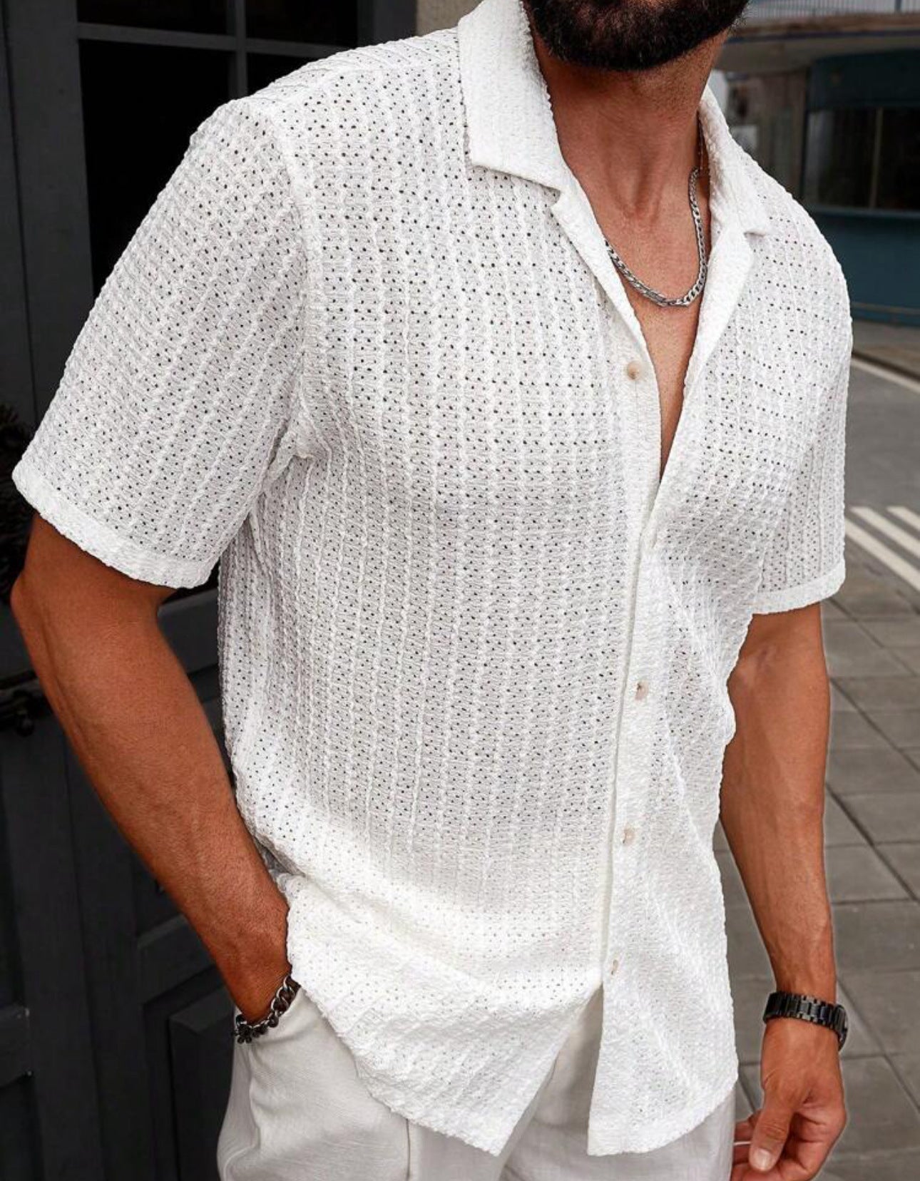 Linen Shirt with Short Sleeves Design
