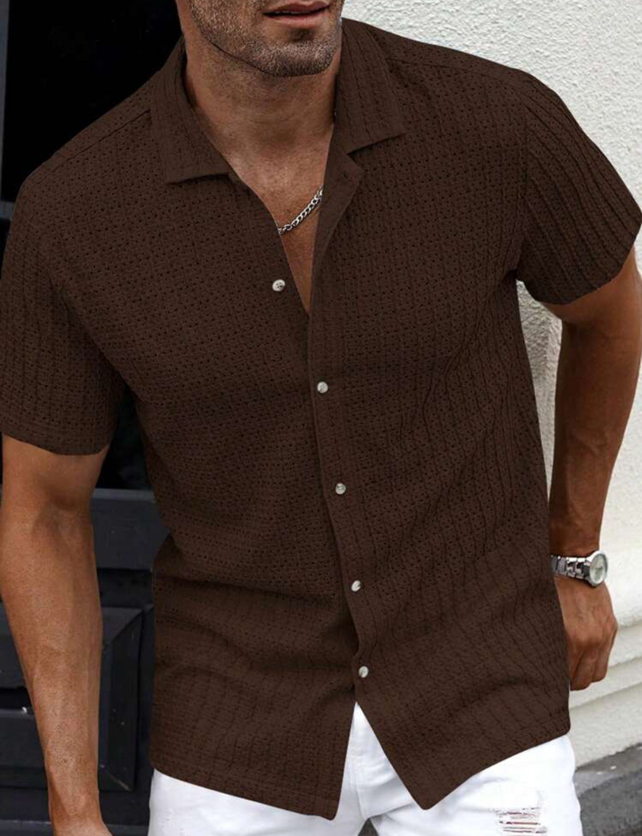 Linen Shirt with Short Sleeves Design