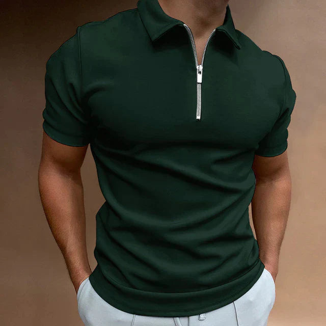 Zippered Polo Shirt with Casual Style
