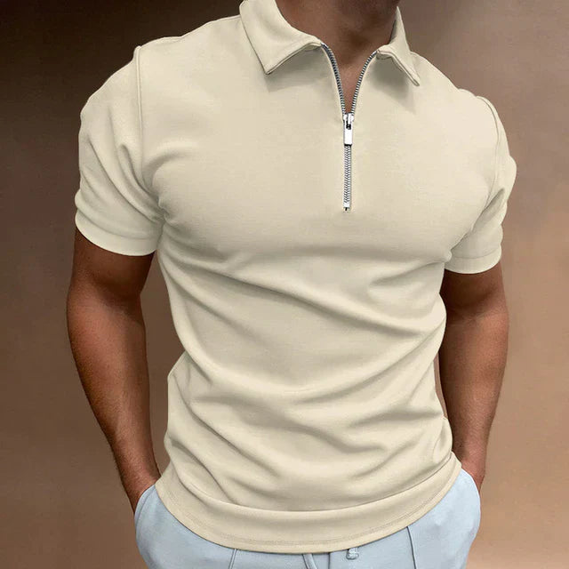 Zippered Polo Shirt with Casual Style