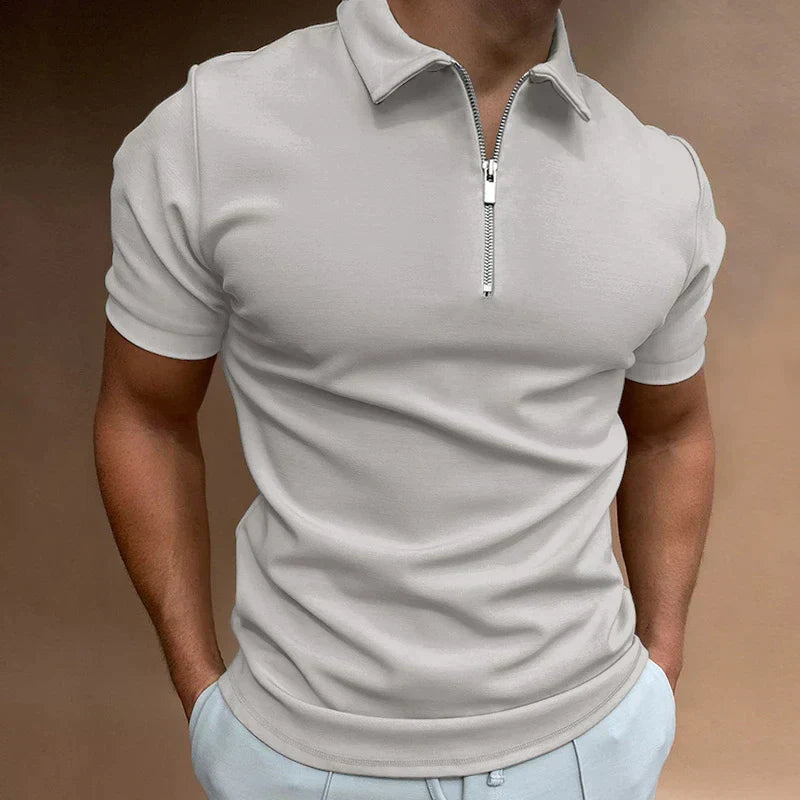 Zippered Polo Shirt with Casual Style
