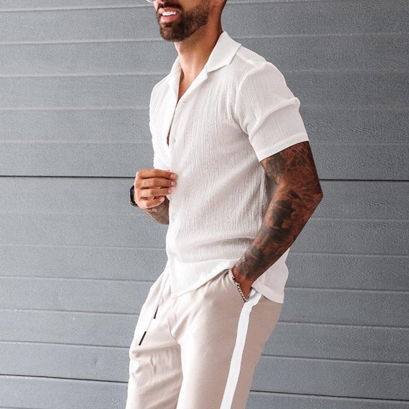 Short Sleeve Shirt in Cotton Linen Blend
