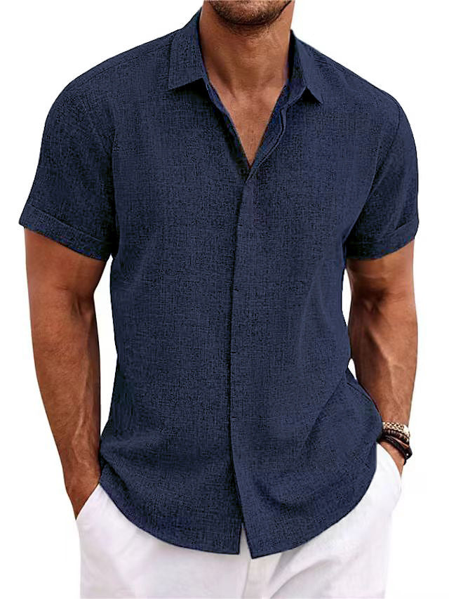 Men's Linen Casual Shirt with Short Sleeves