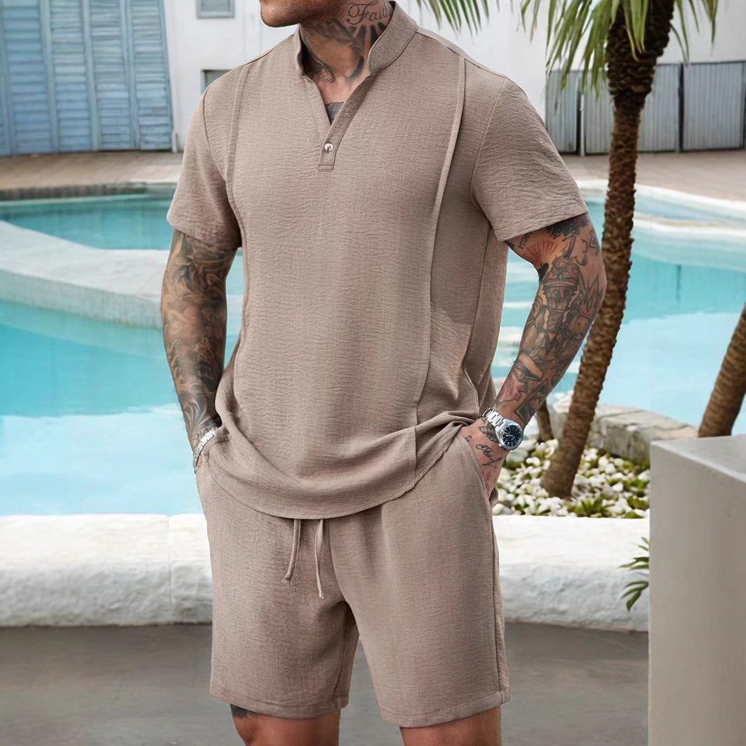 Henley Top and Shorts Combo for Men