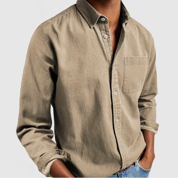 Relaxed Fit Denim Shirt in Cotton Blend