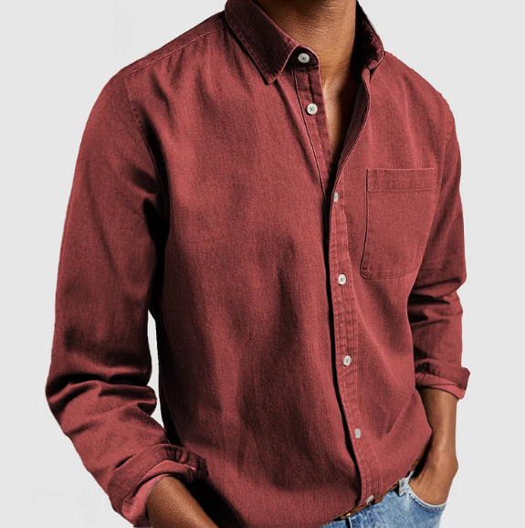 Relaxed Fit Denim Shirt in Cotton Blend