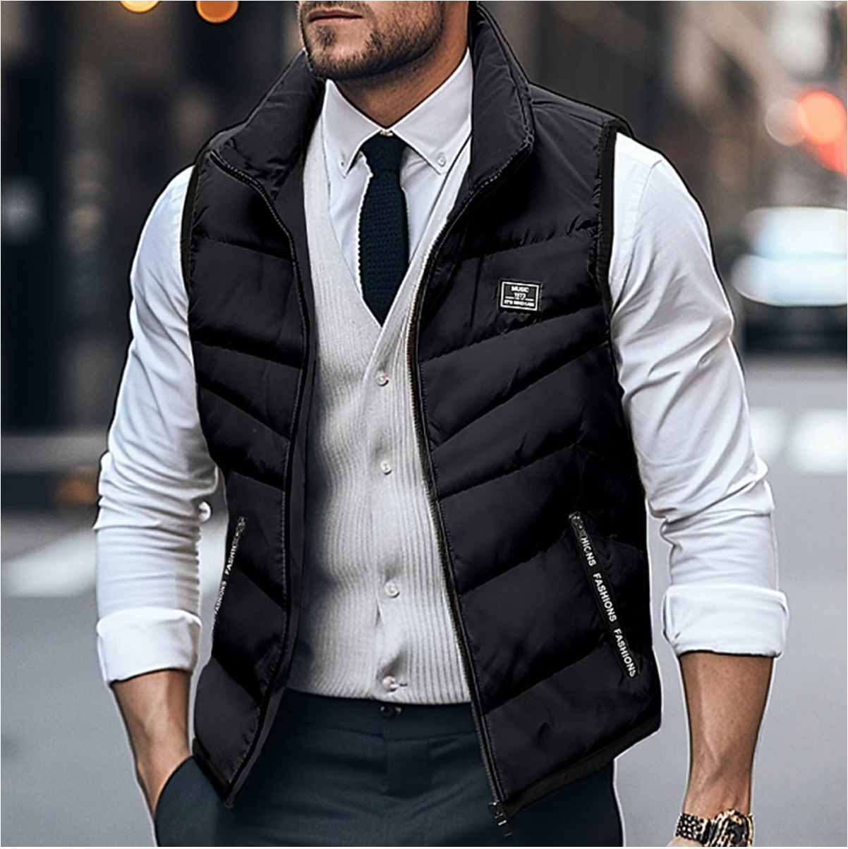 Men's Quilted Gilet | Zipper Closure
