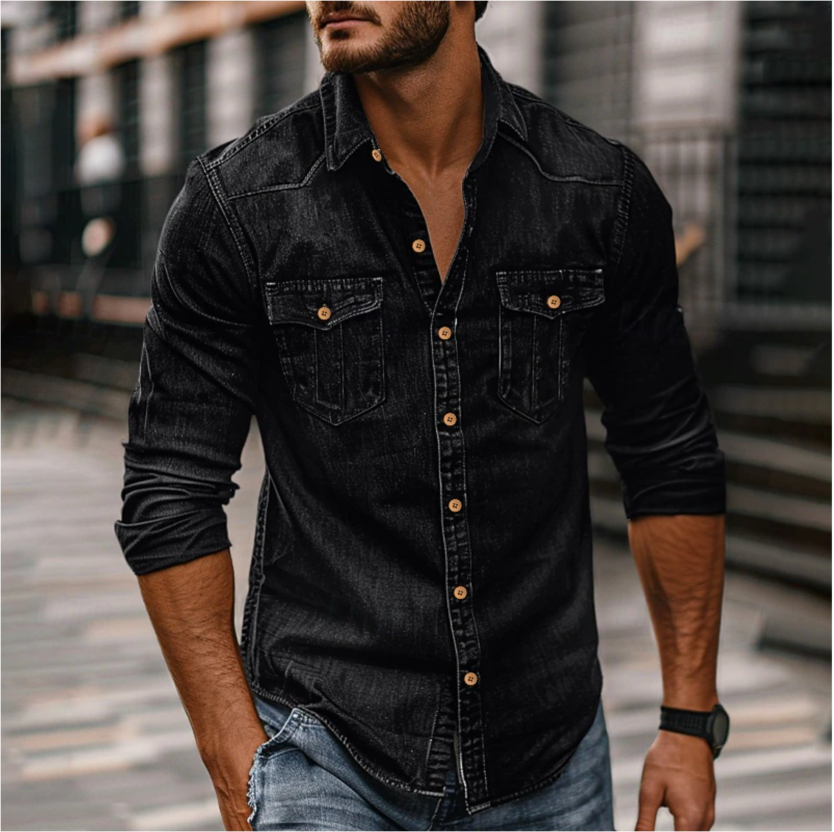 Men's Stylish Denim Shirt