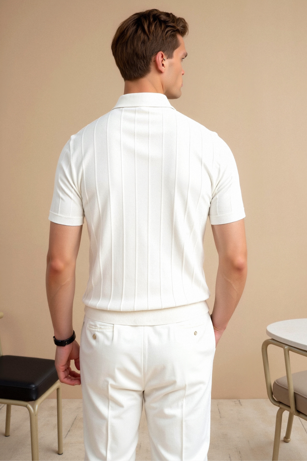 Classic Men's Polo with Striped Pattern
