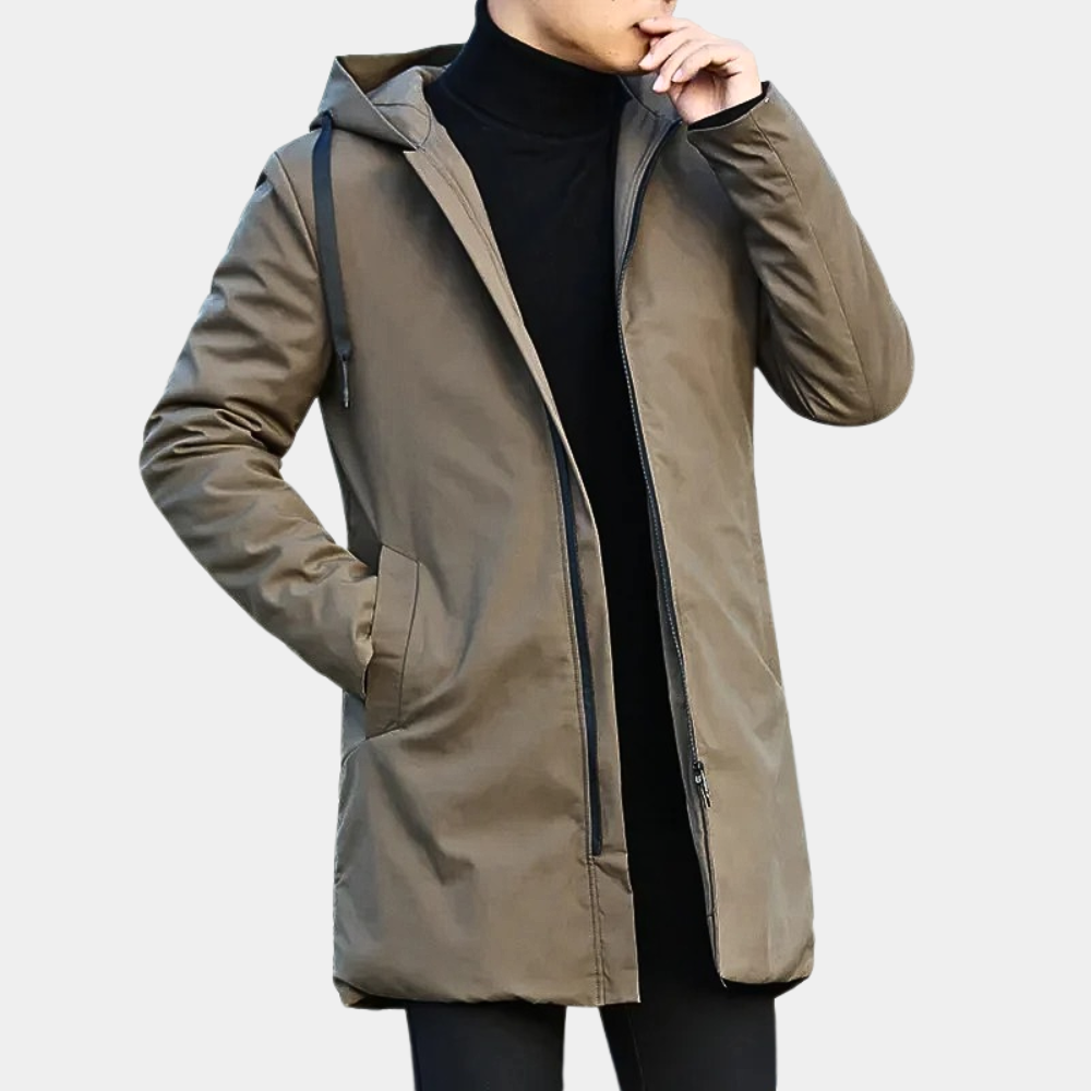 Men's Waterproof Rain Jacket | Stylish Long Coat