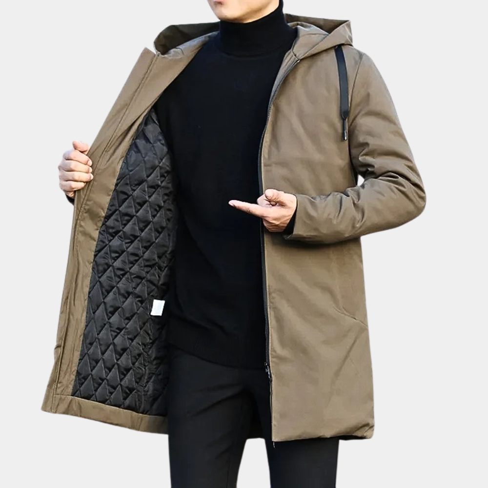 Men's Waterproof Rain Jacket | Stylish Long Coat