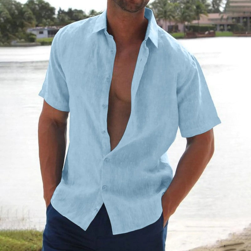 Men's Short Sleeve Linen Shirt