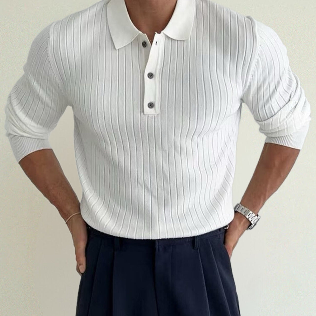 Timeless Long-Sleeve Polo with Classic Design