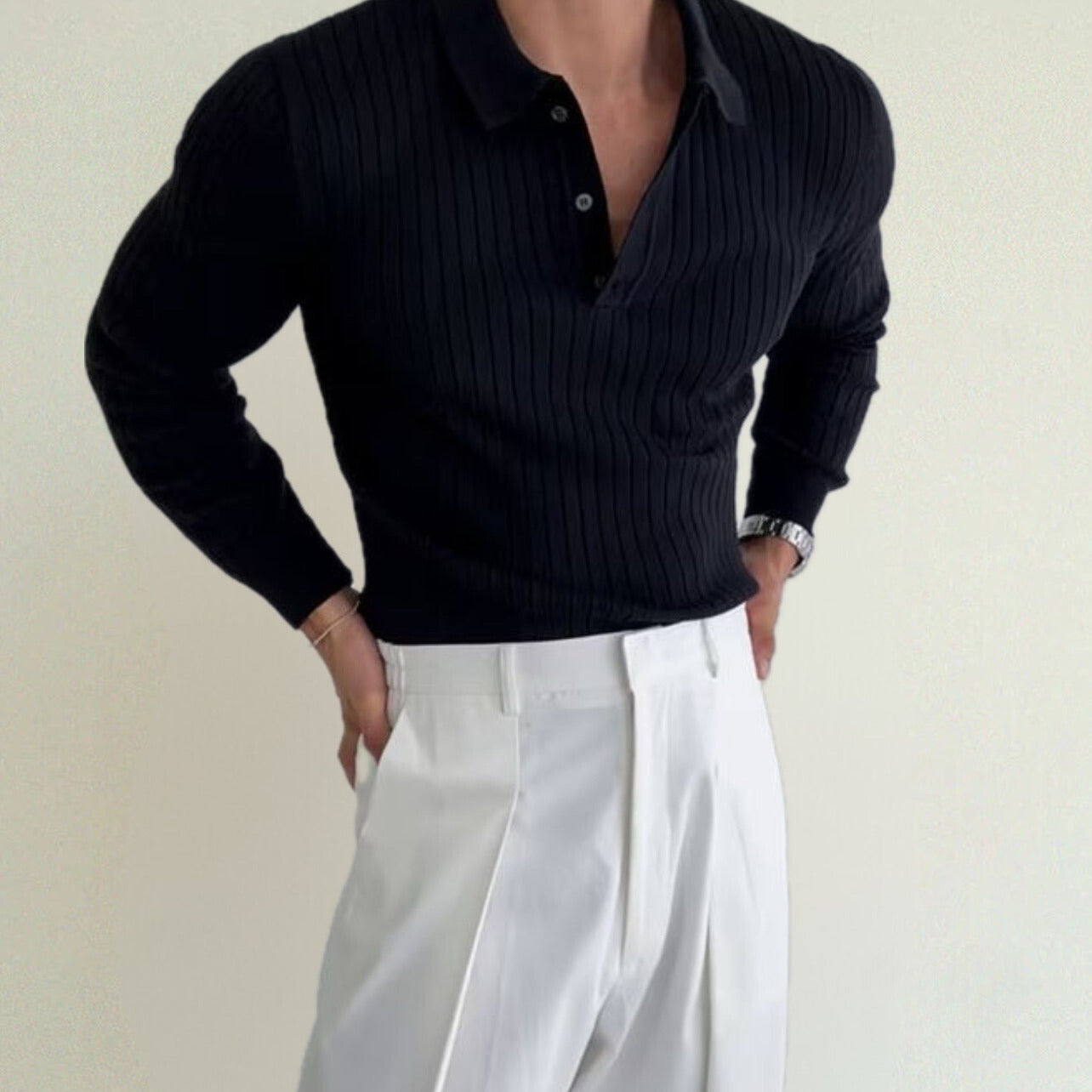 Timeless Long-Sleeve Polo with Classic Design