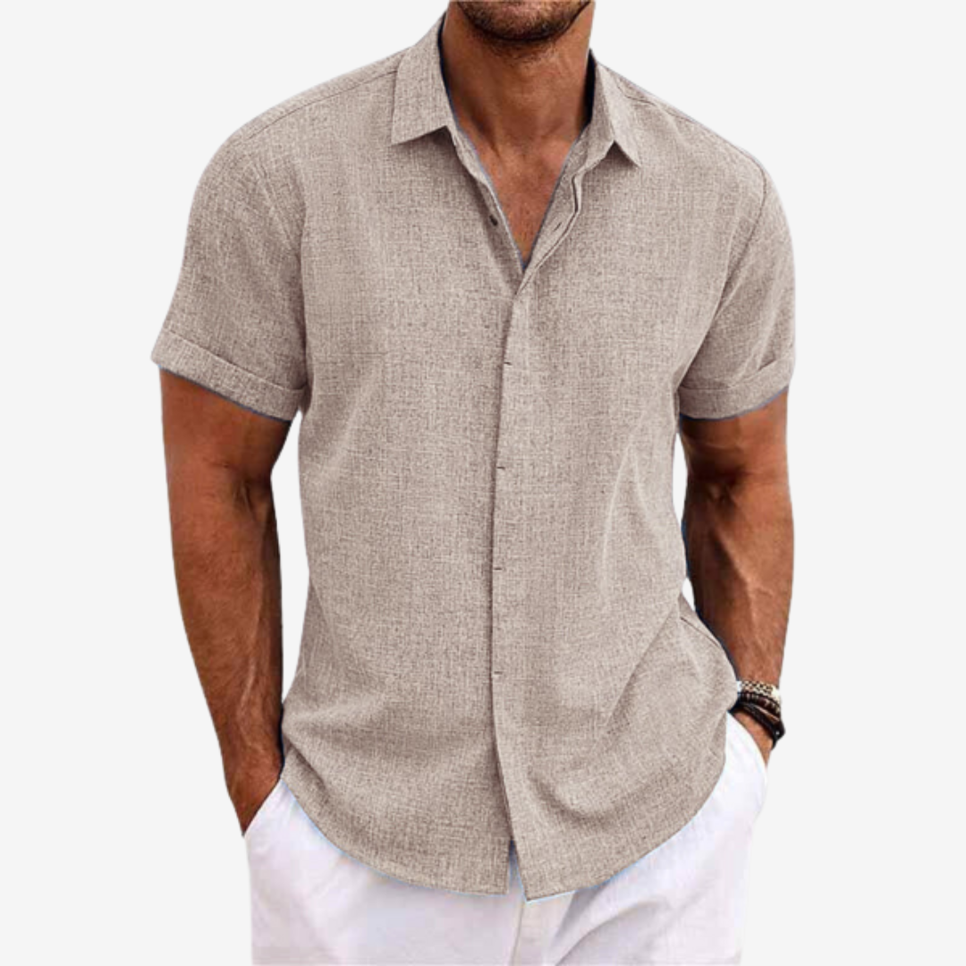 Linen Shirt with Short Sleeves for Men