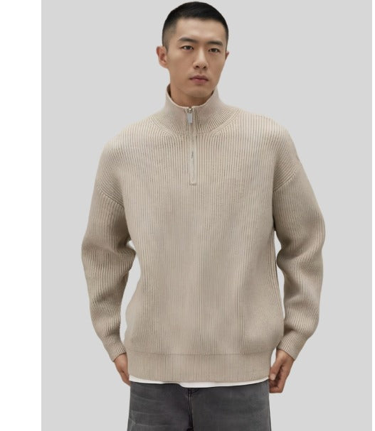 Men's Quarter-Zip Cotton Sweater