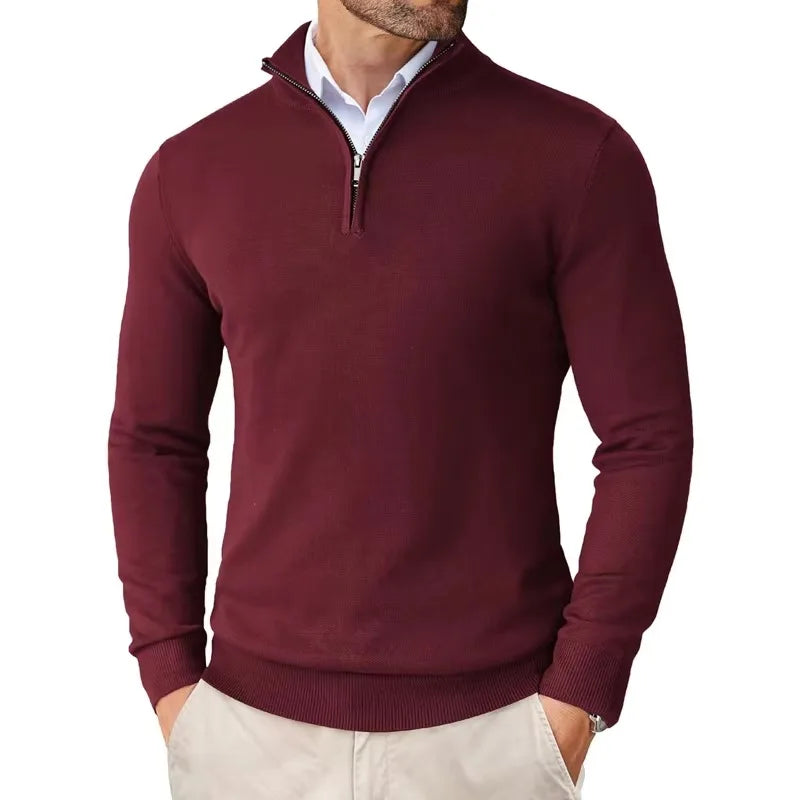 Men's Sweater with Zippered Collar | Soft Cotton Blend