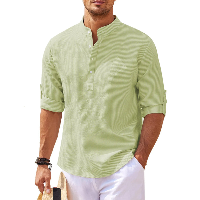 Long Sleeve Linen Henley Shirt