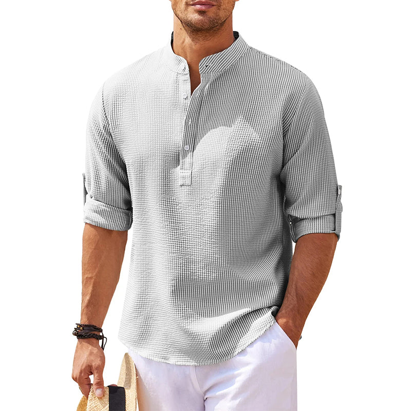 Long Sleeve Linen Henley Shirt