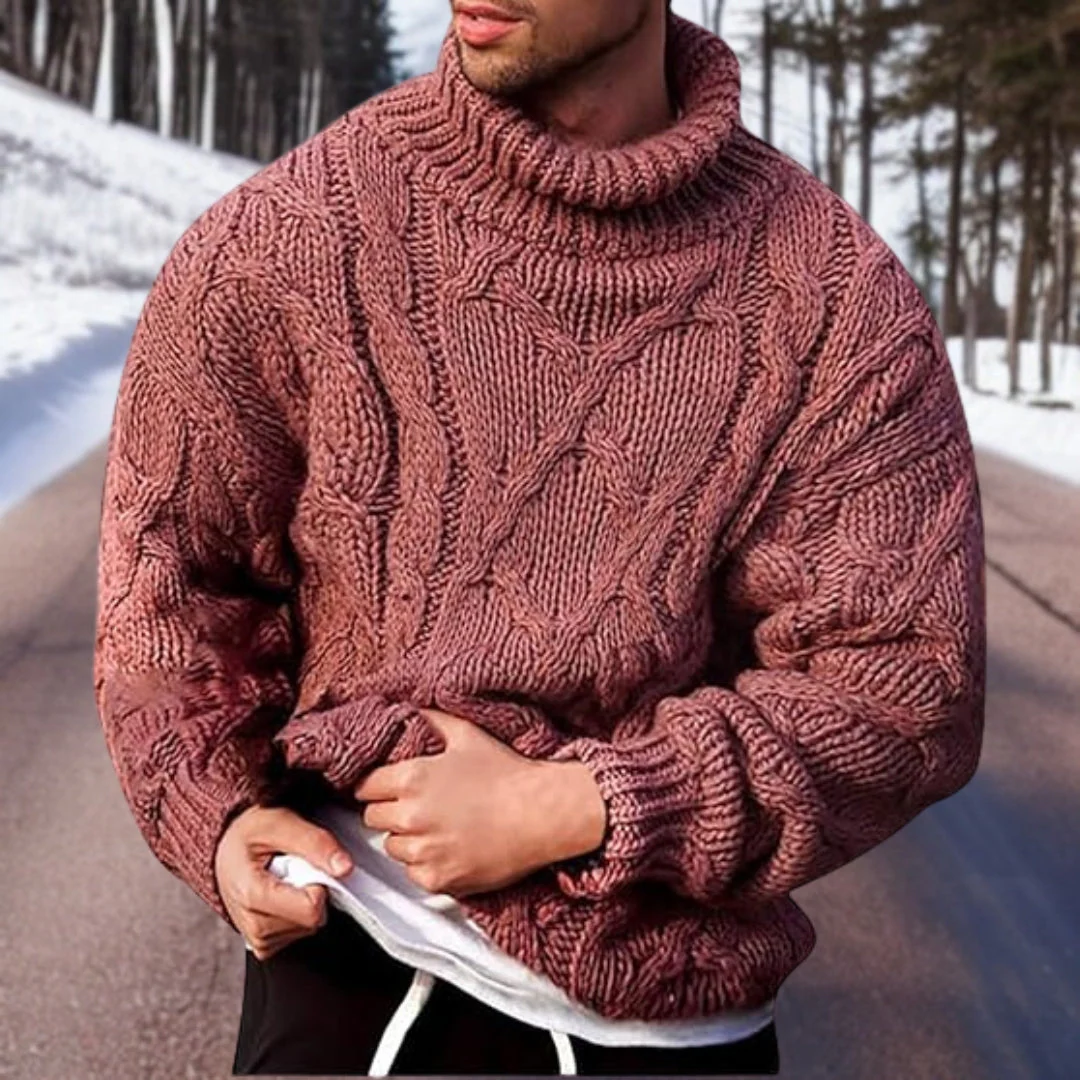 Harvey | Men's Chunky Cable Knit Turtleneck Sweater