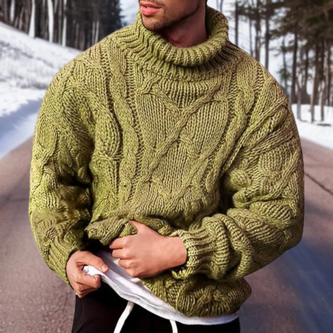 Harvey | Men's Chunky Cable Knit Turtleneck Sweater