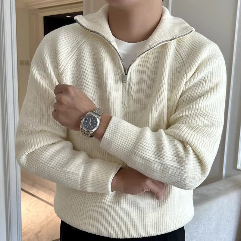 Men's Quarter-Zip Cotton Sweater