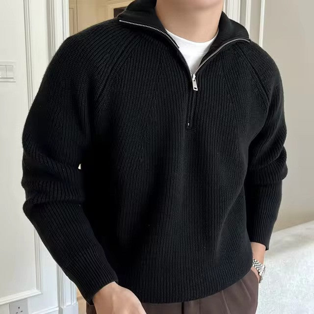 Men's Quarter-Zip Cotton Sweater