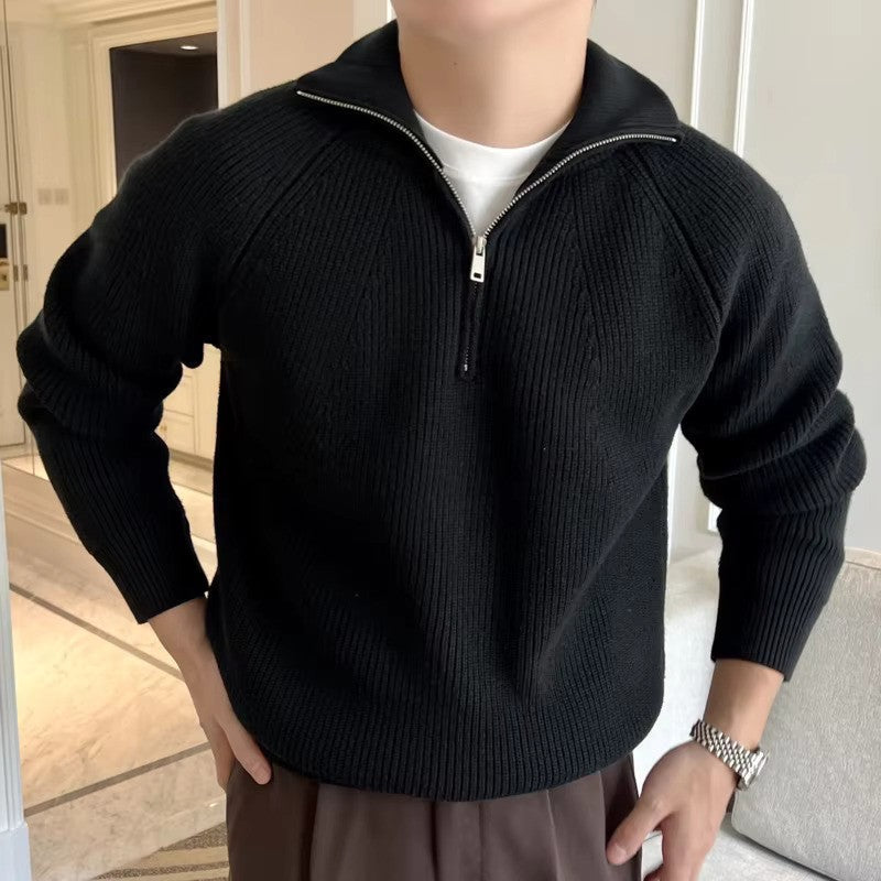 Men's Quarter-Zip Cotton Sweater