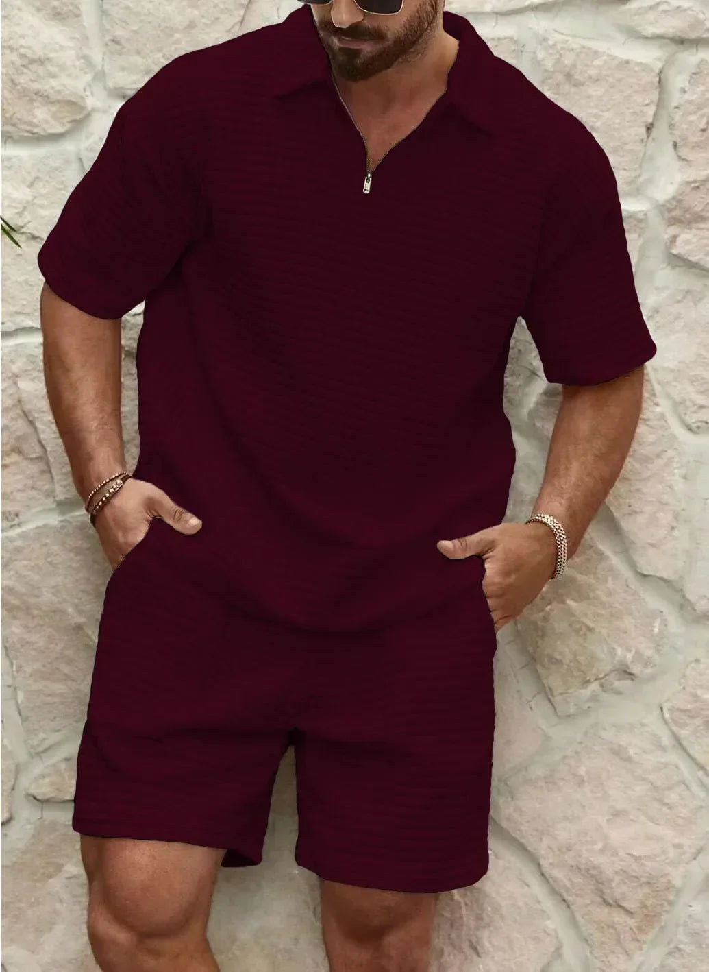 Comfortable Waffle Knit Set for Men