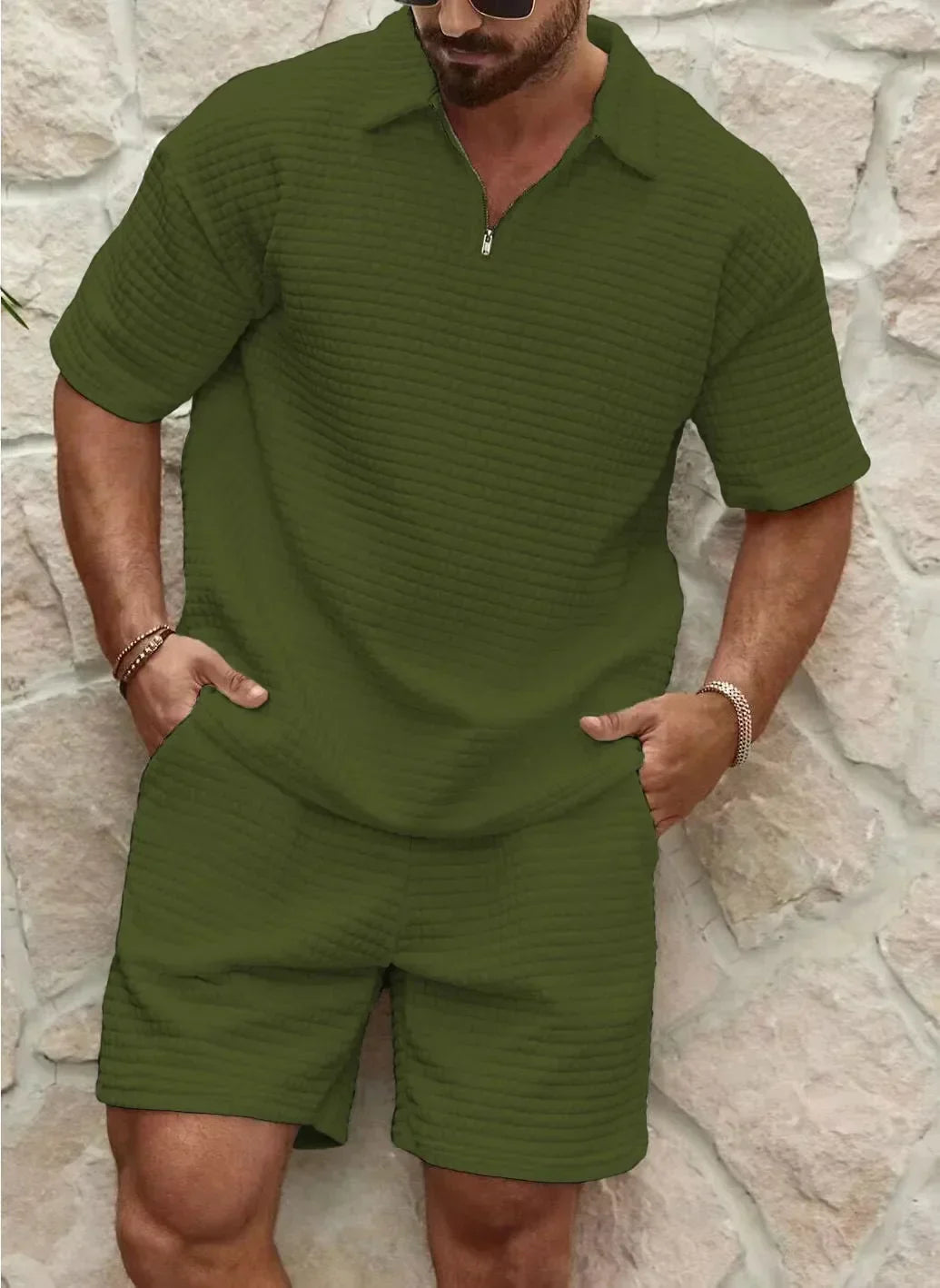 Comfortable Waffle Knit Set for Men