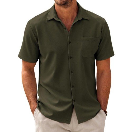 Men's Short Sleeve Cotton Blend Casual Shirt