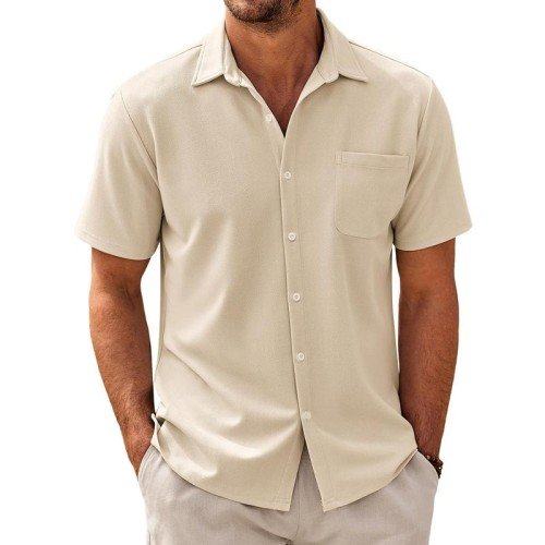 Men's Short Sleeve Cotton Blend Casual Shirt