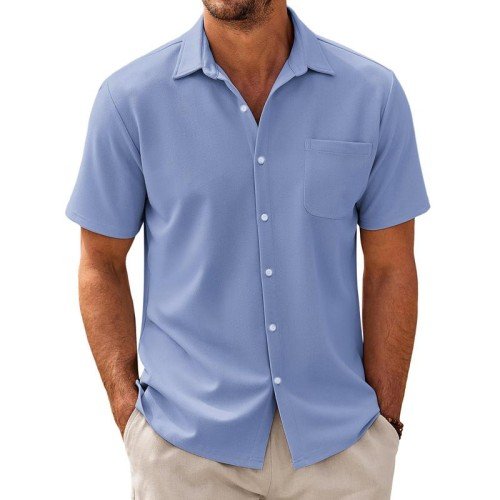 Men's Short Sleeve Cotton Blend Casual Shirt