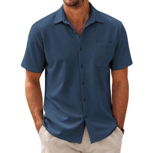 Men's Short Sleeve Cotton Blend Casual Shirt