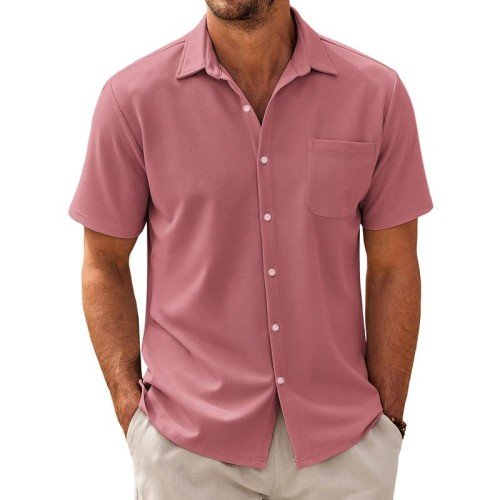 Men's Short Sleeve Cotton Blend Casual Shirt