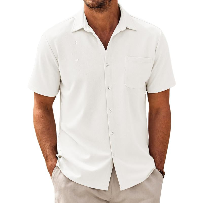 Men's Short Sleeve Cotton Blend Casual Shirt