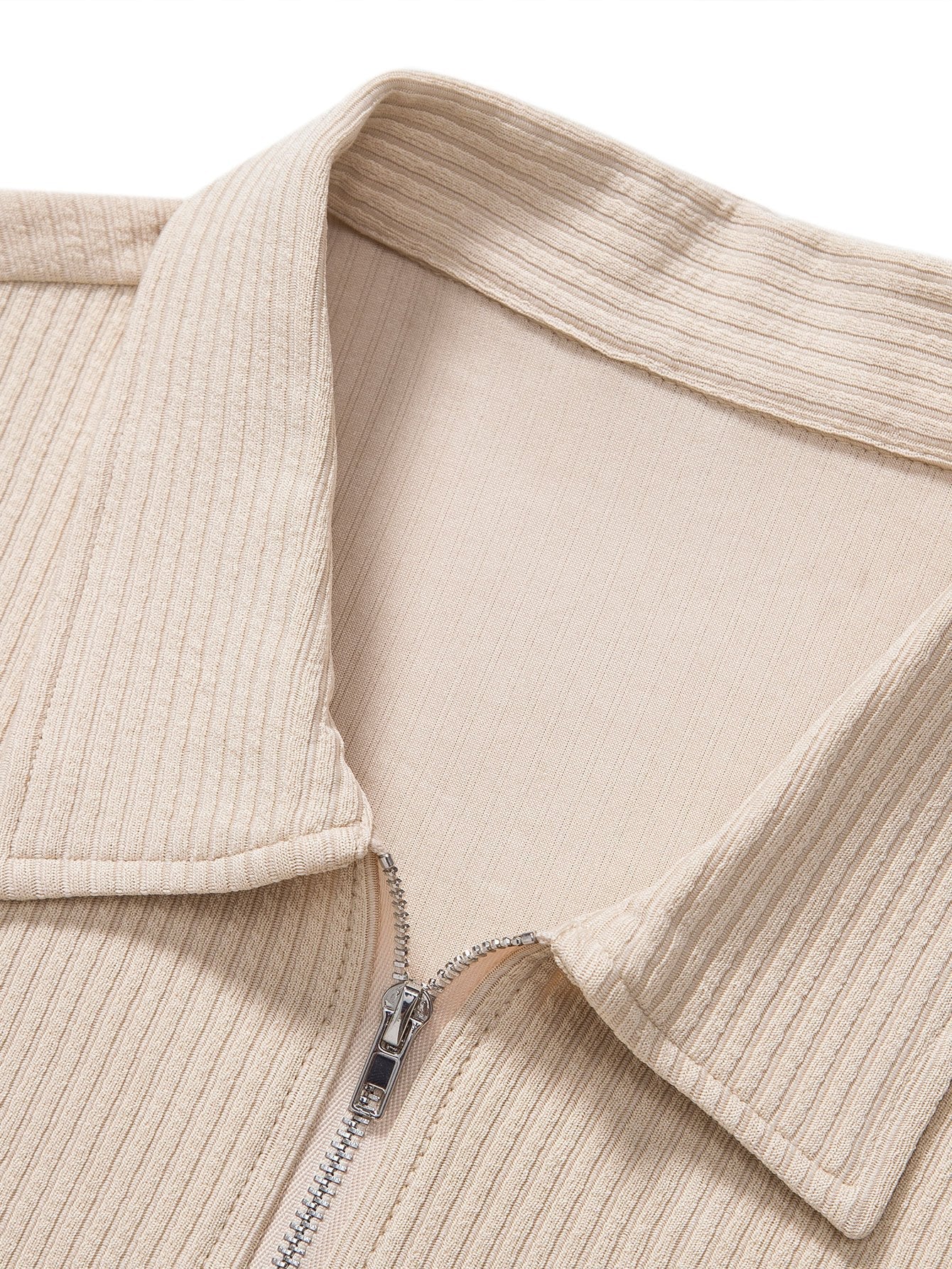 Men's Knitted Ribbed Zip Polo Shirt